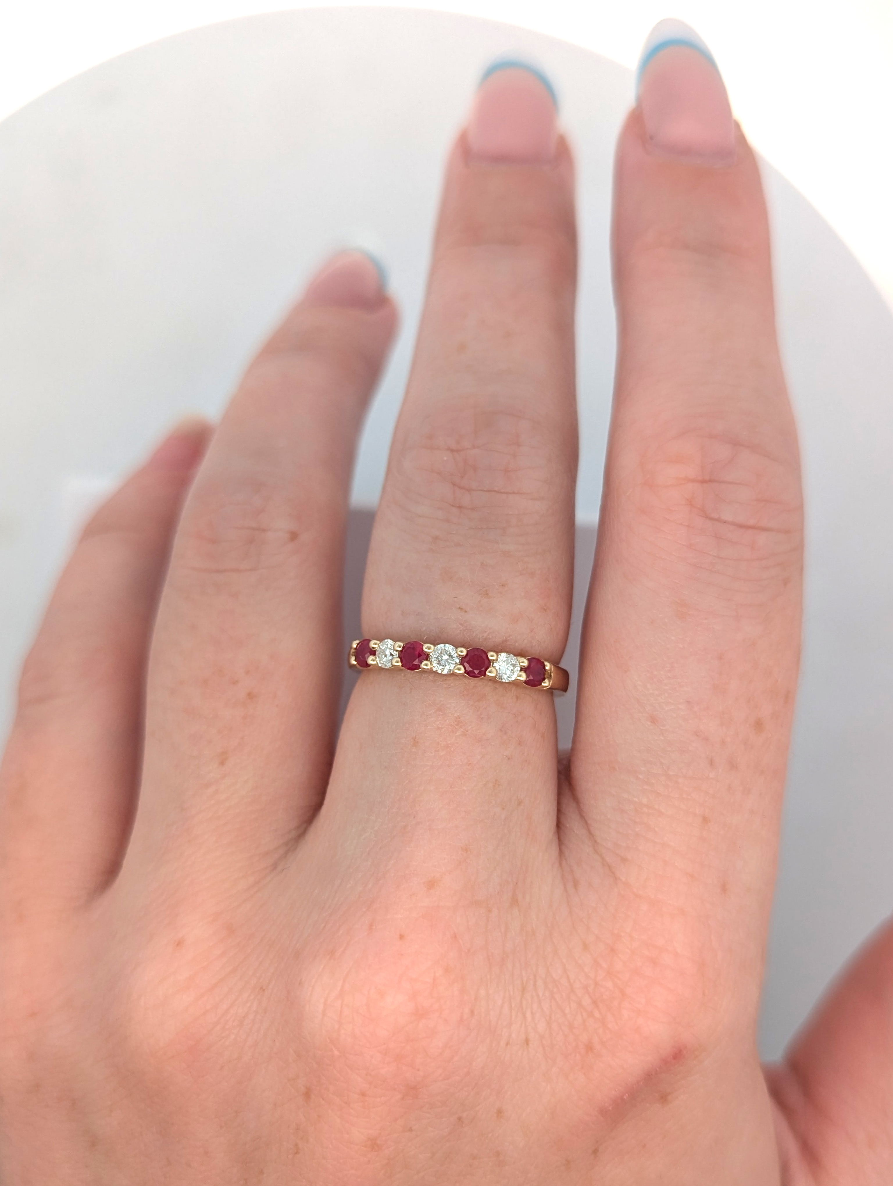 14K Yellow Gold Diamond and Ruby Band