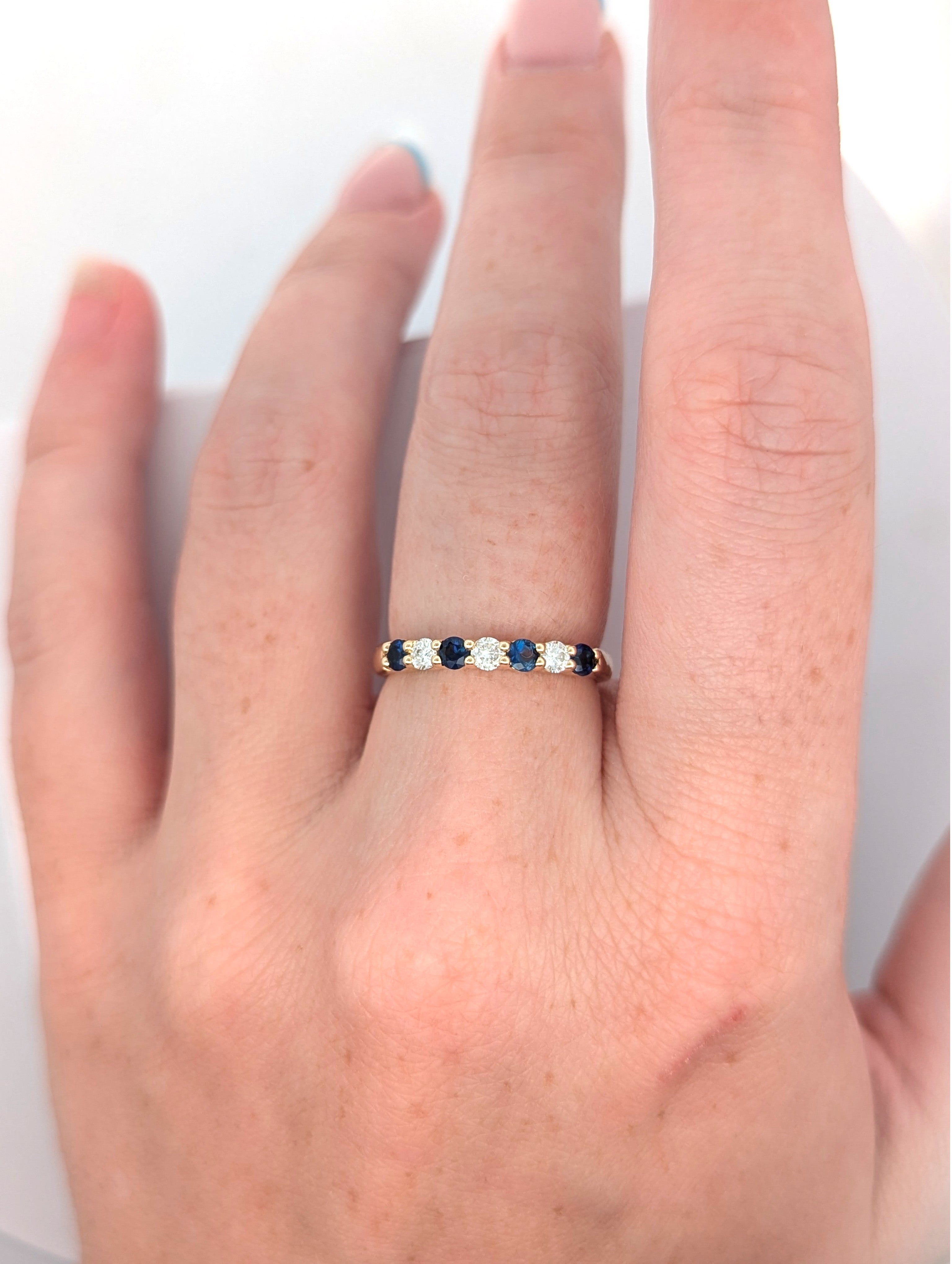 14K Yellow Gold Sapphire and Diamond Band