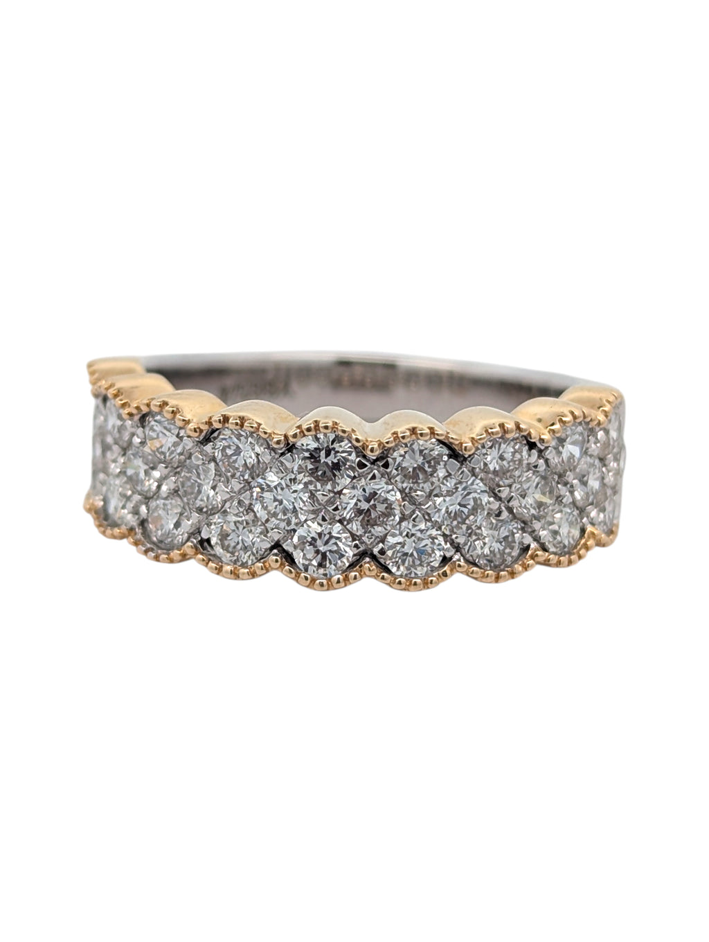 14K Two Tone Scalloped Anniversary Band