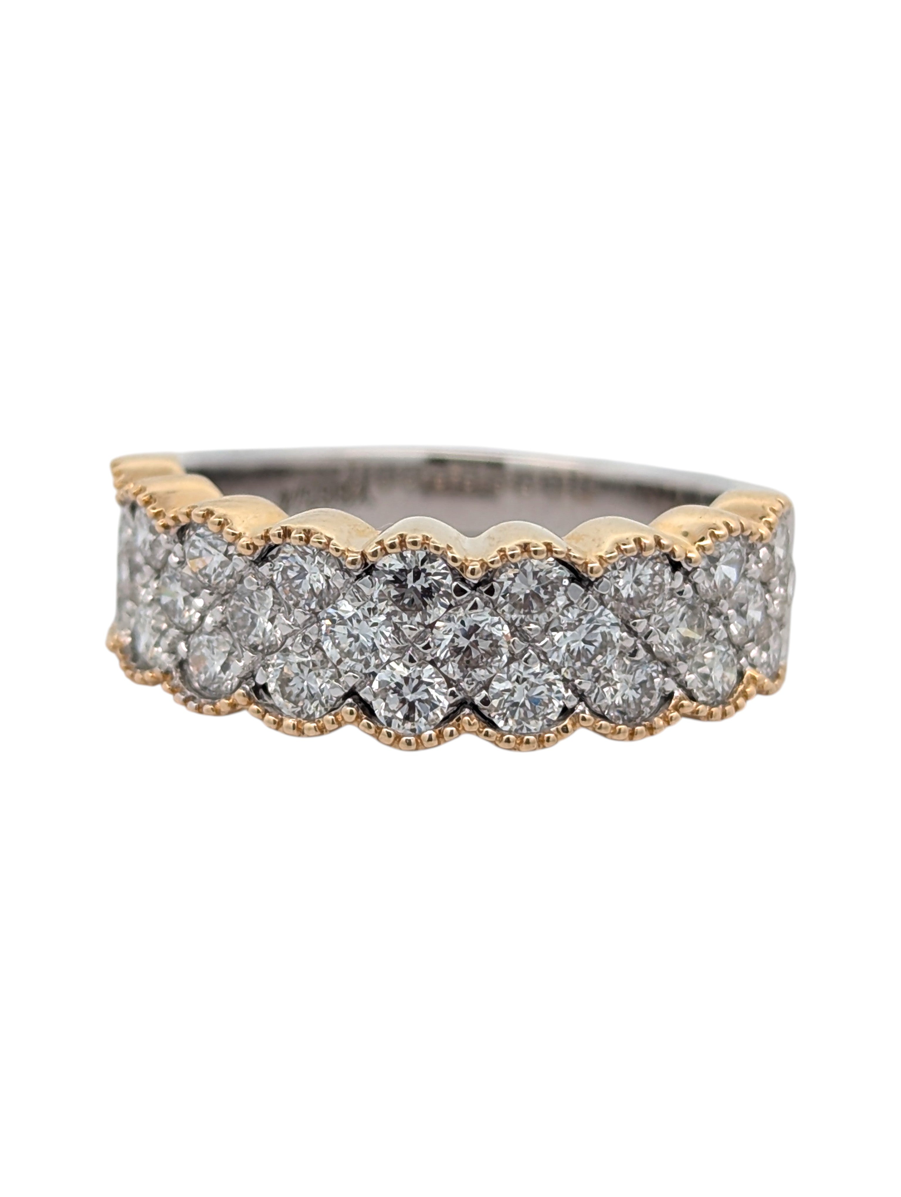 14K Two Tone Scalloped Anniversary Band