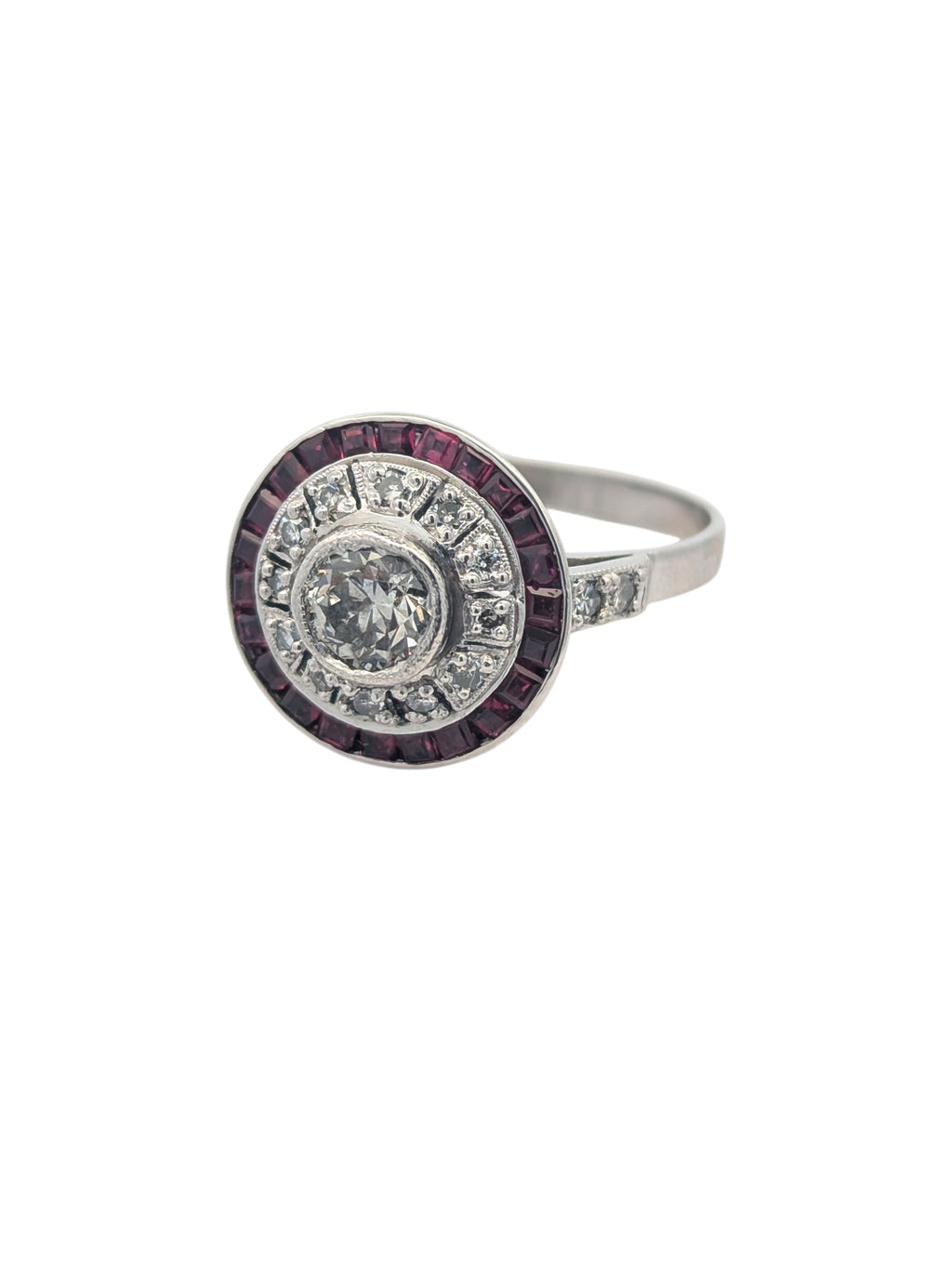 Vintage Platinum, Diamond, and Ruby Ring