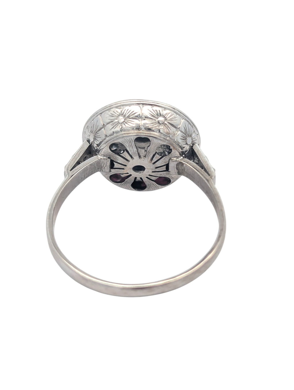 Vintage Platinum, Diamond, and Ruby Ring