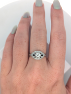 Vintage 14K White Gold, Diamond, and Sapphire Ring