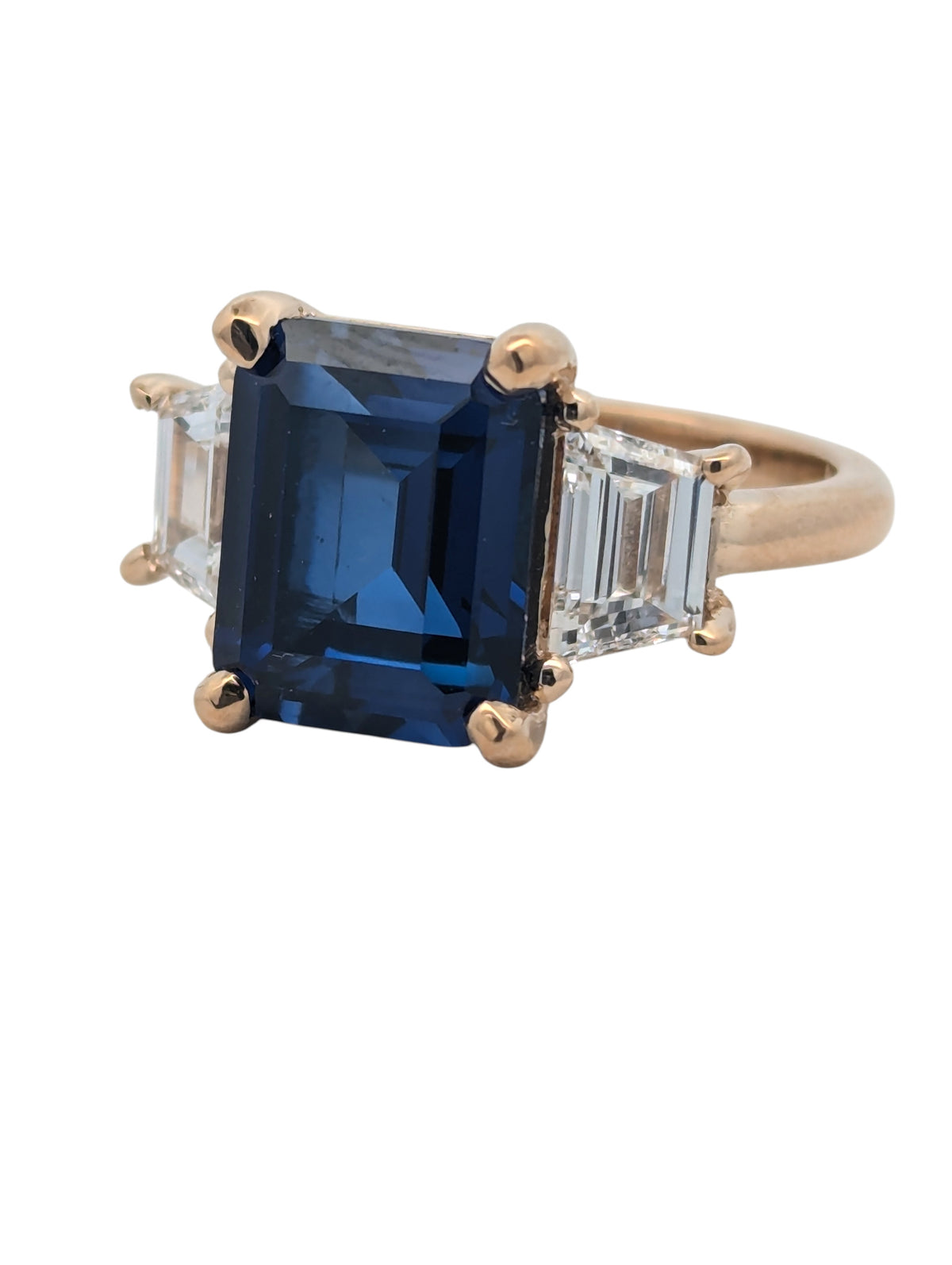 Three Stone Emerald Cut and Trapezoid Engagement Ring [Made to Order]