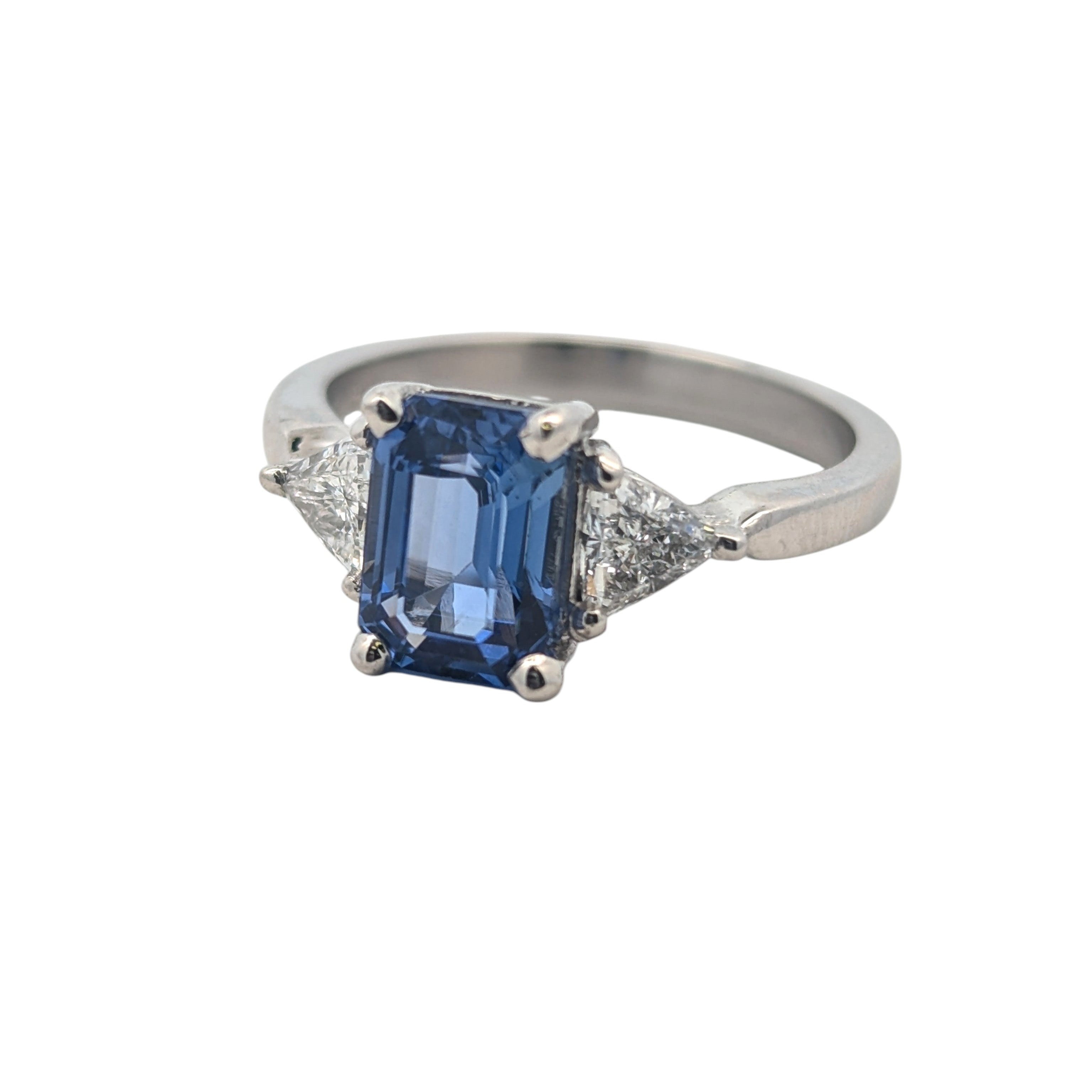 Platinum, Diamond, and Sapphire Ring