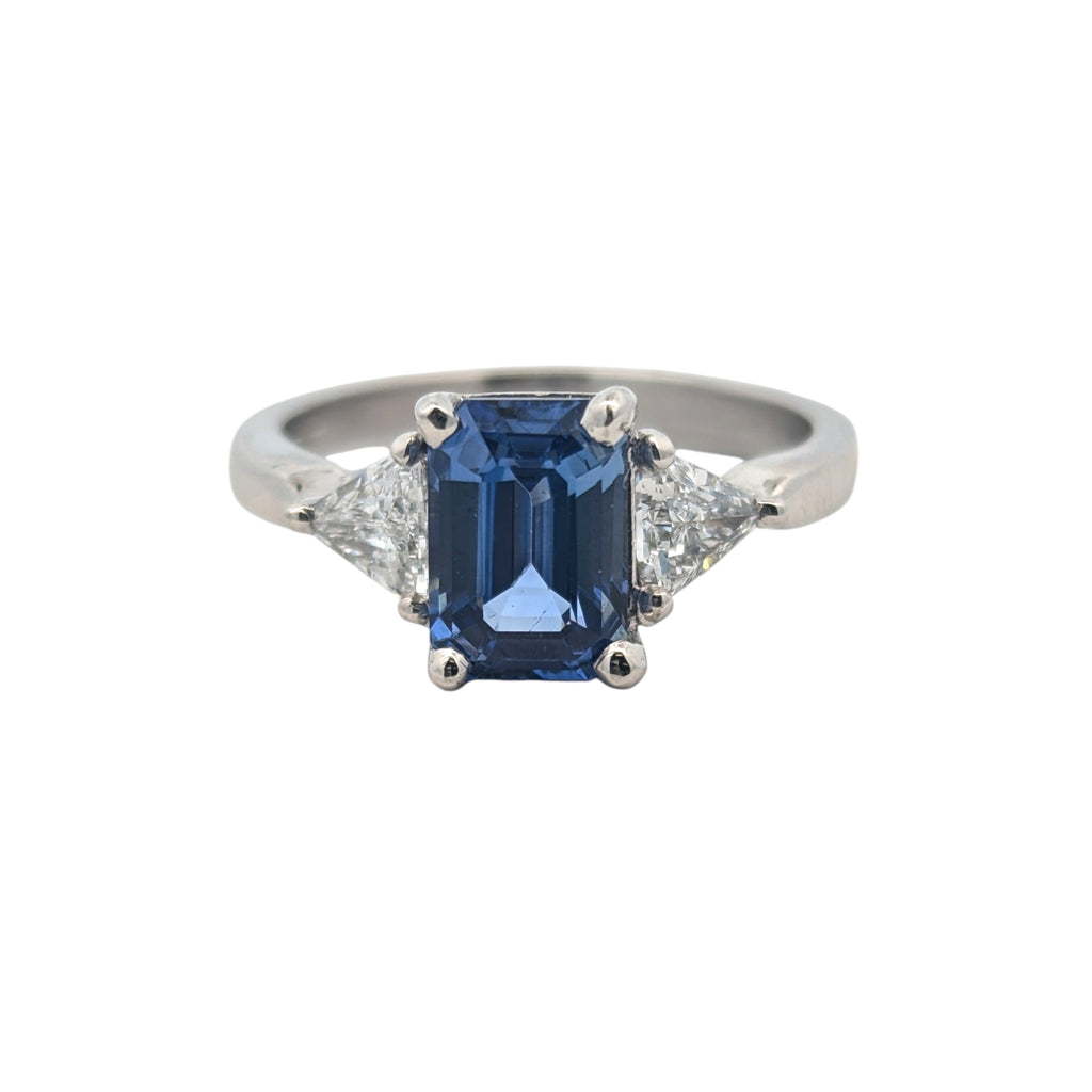 Platinum, Diamond, and Sapphire Ring