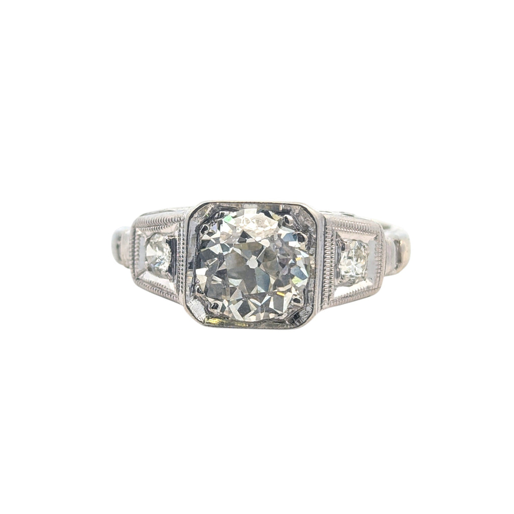 Vintage Platinum Old Mine Cut Engagement Ring
