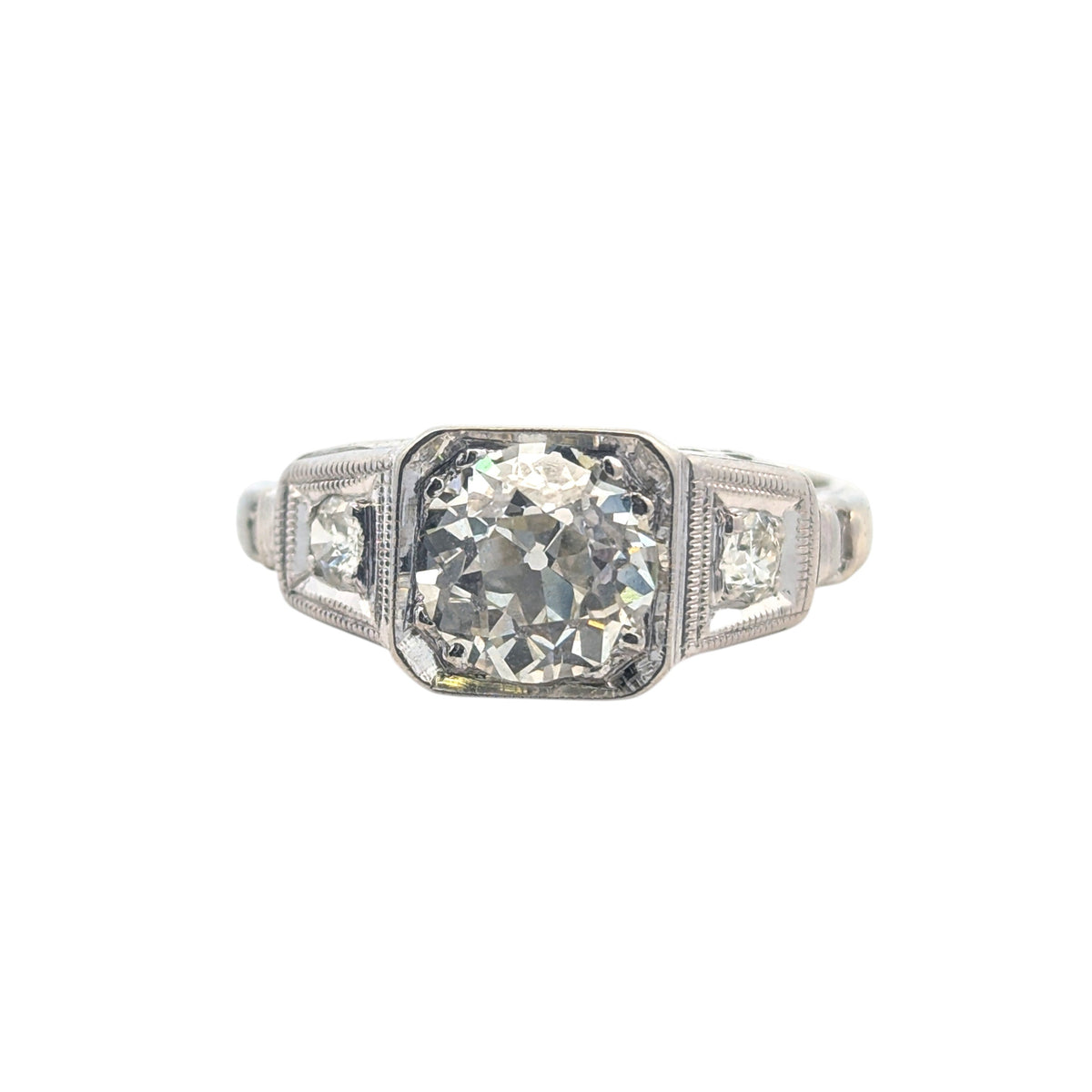 Vintage Platinum Old Mine Cut Engagement Ring