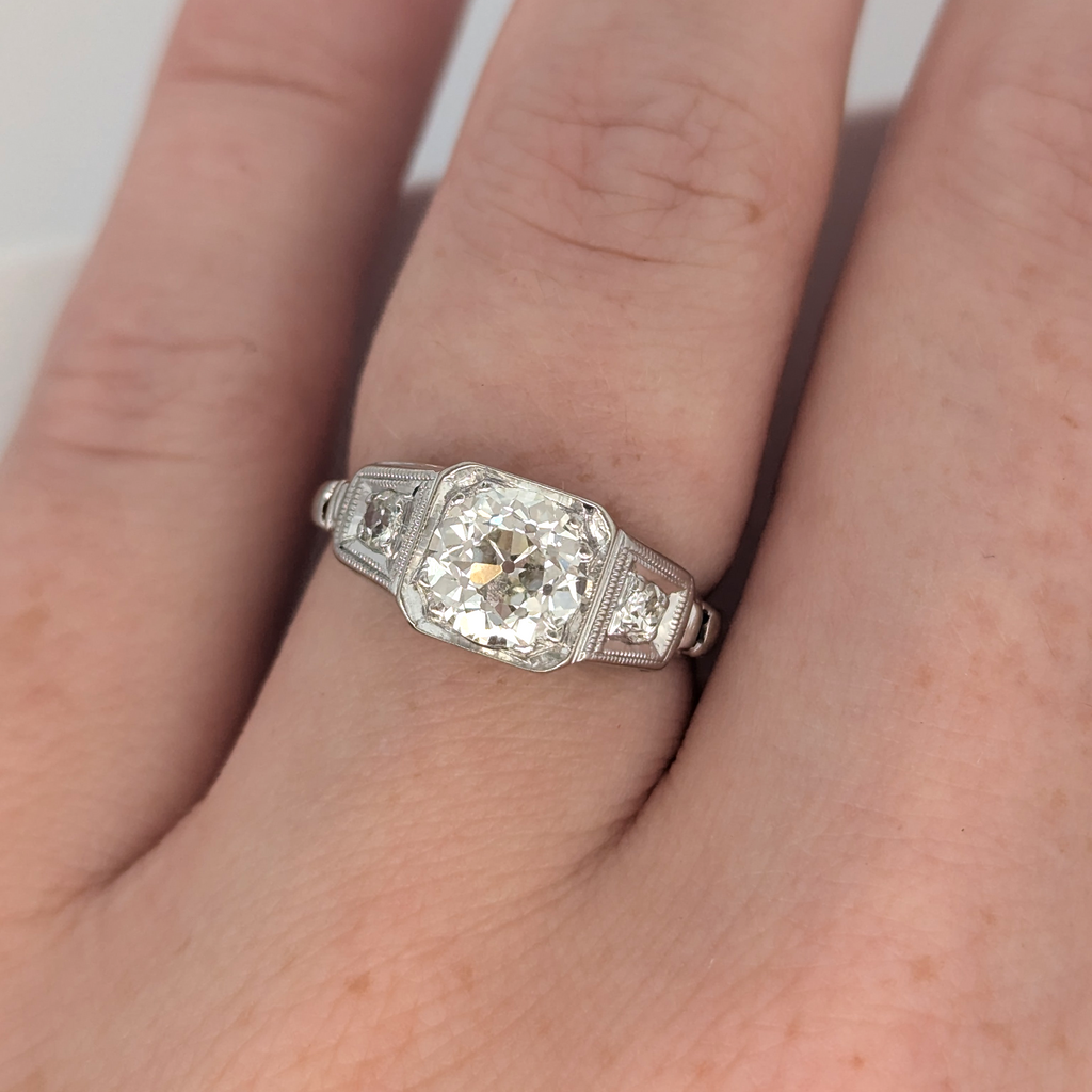 Vintage Platinum Old Mine Cut Engagement Ring