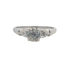 Vintage White Gold Ring with Heart Accents