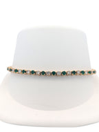 Vintage 18K Yellow Gold Diamond and Emerald Tennis Bracelet