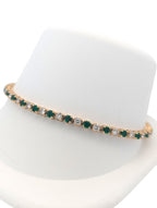 Vintage 18K Yellow Gold Diamond and Emerald Tennis Bracelet