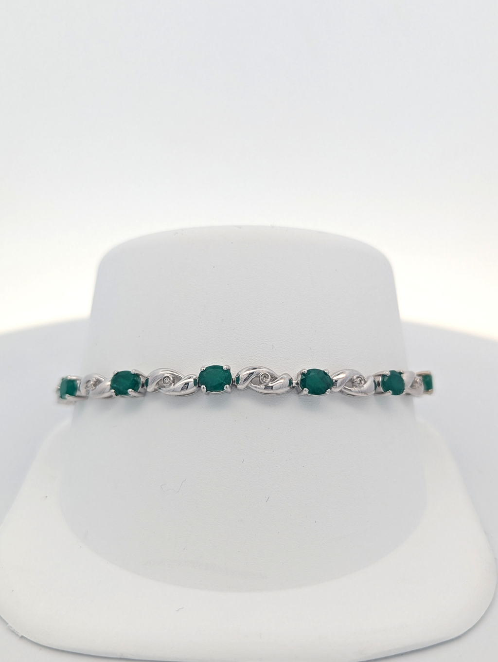 Vintage 14K White Gold and Emerald Bracelet