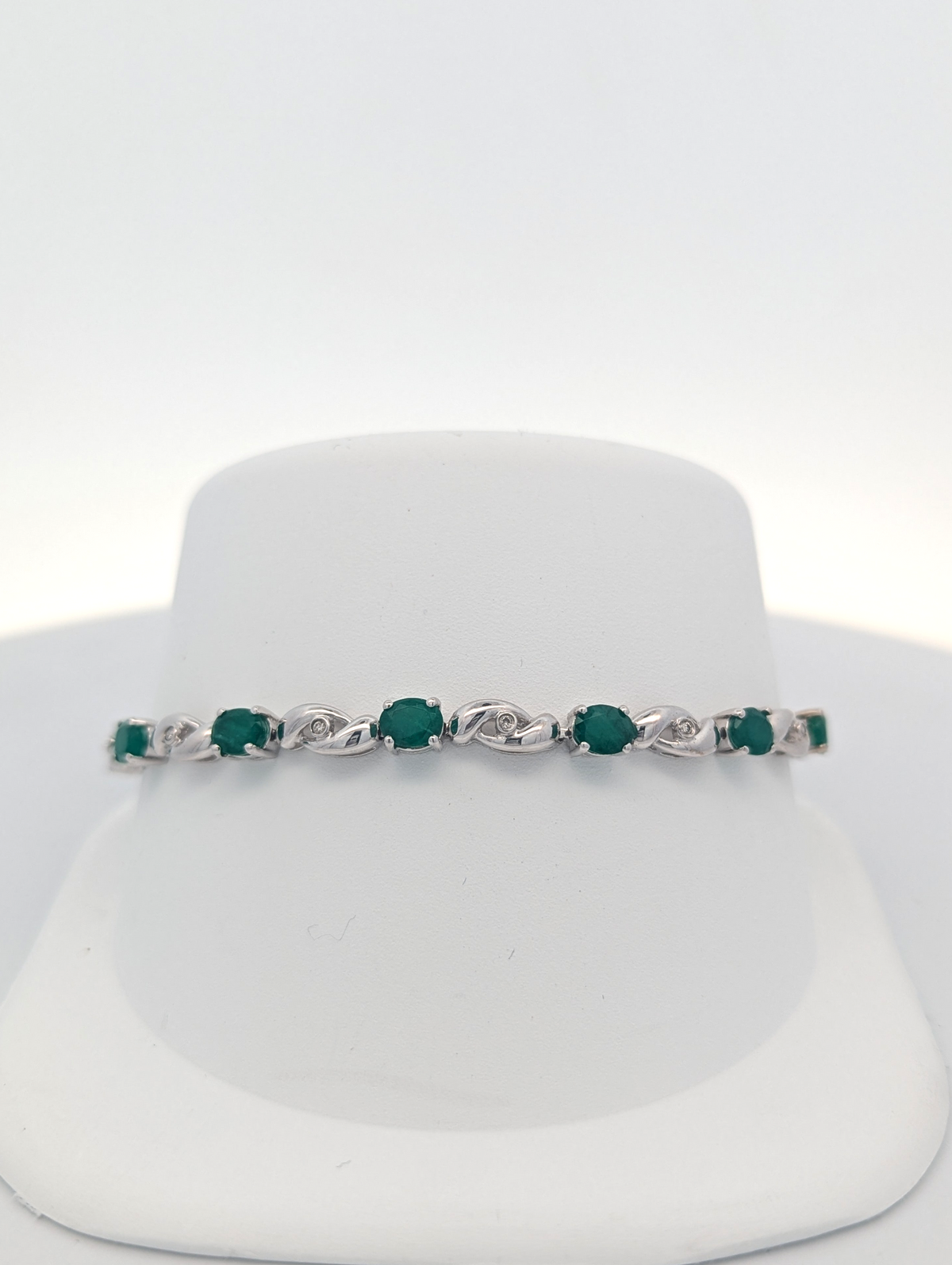 Vintage 14K White Gold and Emerald Bracelet
