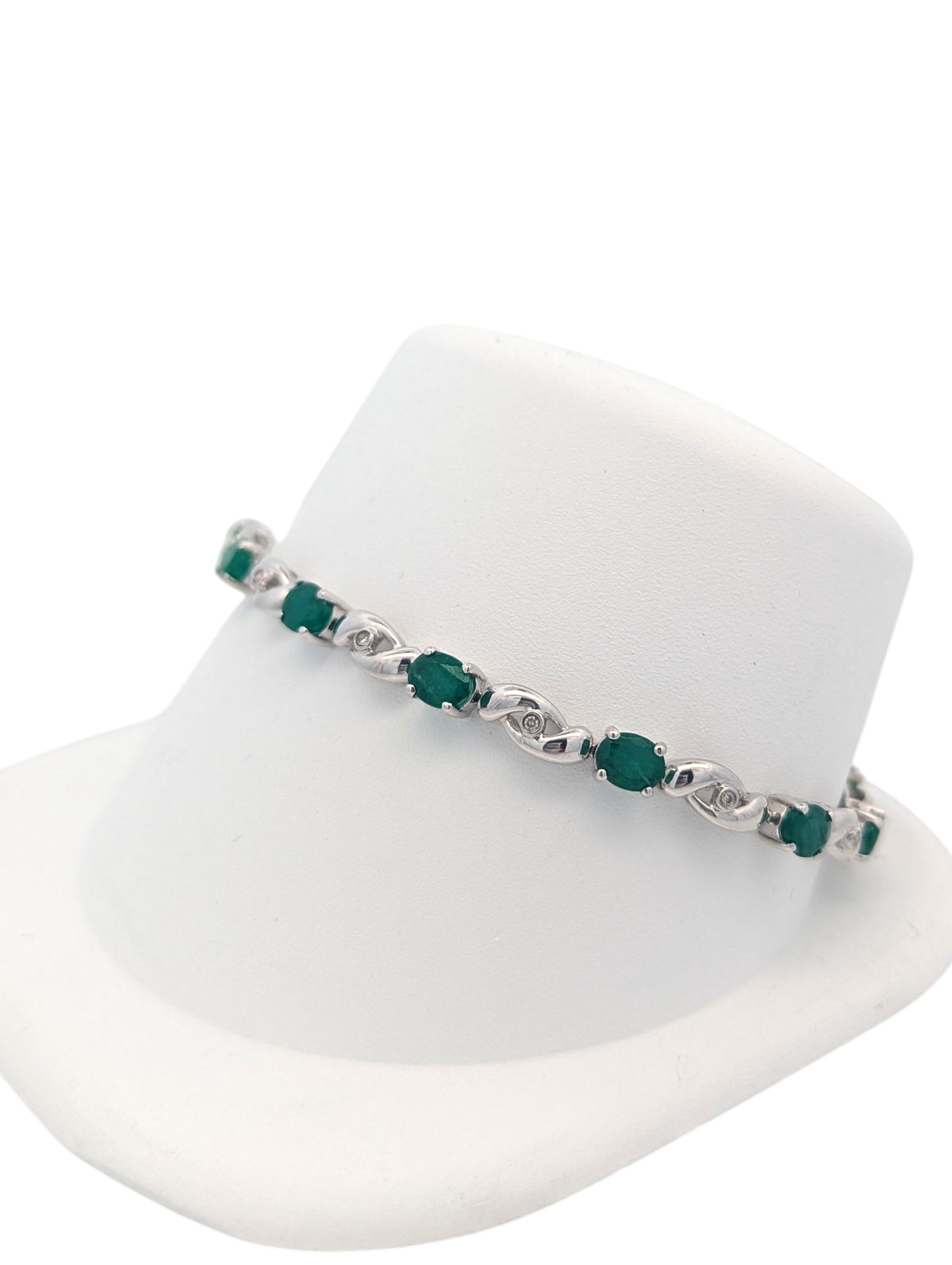 Vintage 14K White Gold and Emerald Bracelet