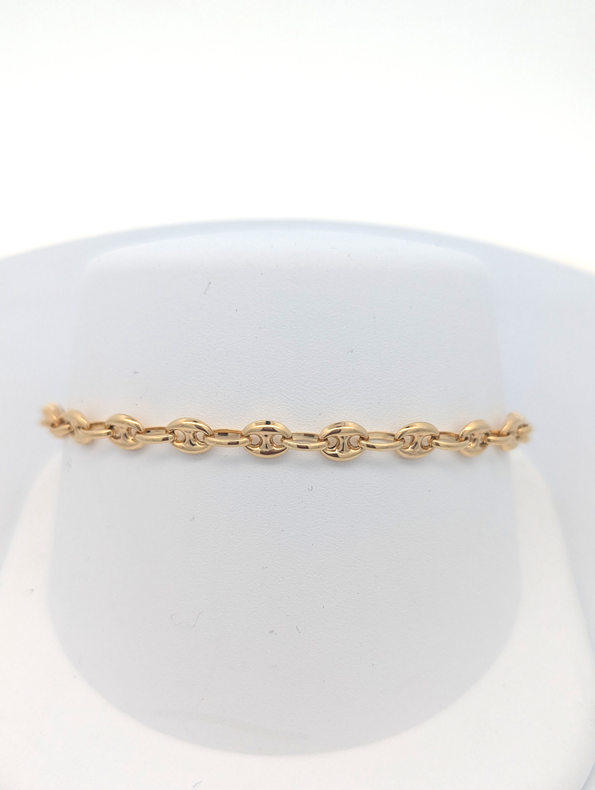 14K Yellow Gold Puffed Mariner Bracelet