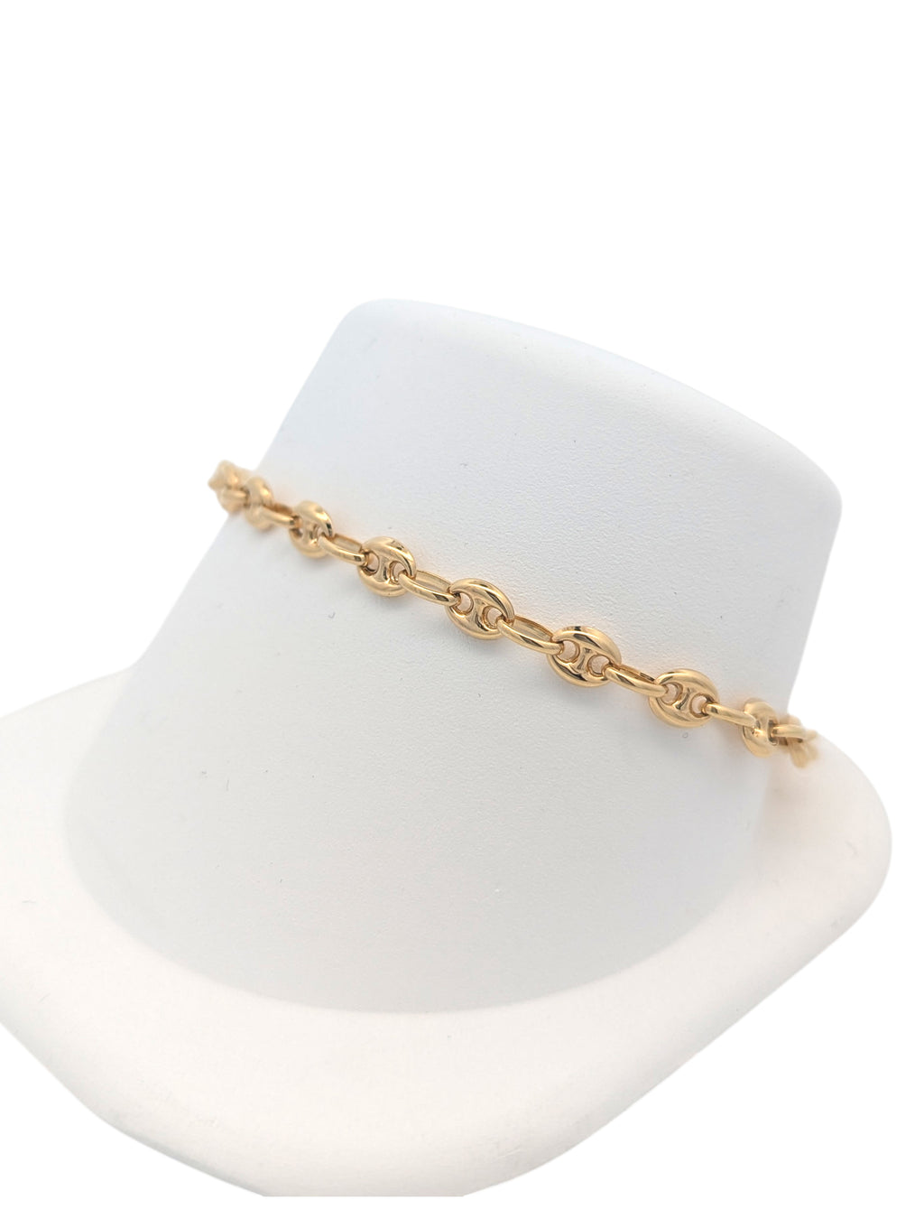 14K Yellow Gold Puffed Mariner Bracelet
