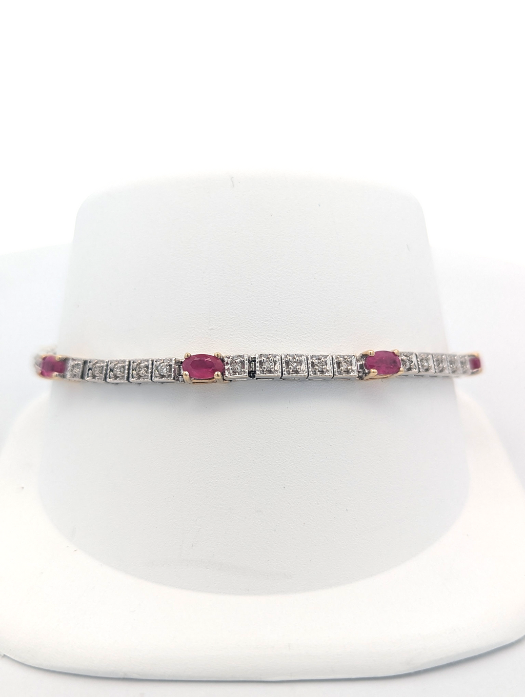 14K White Gold Ruby and Diamond Bracelet