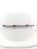 14K White Gold Ruby and Diamond Bracelet