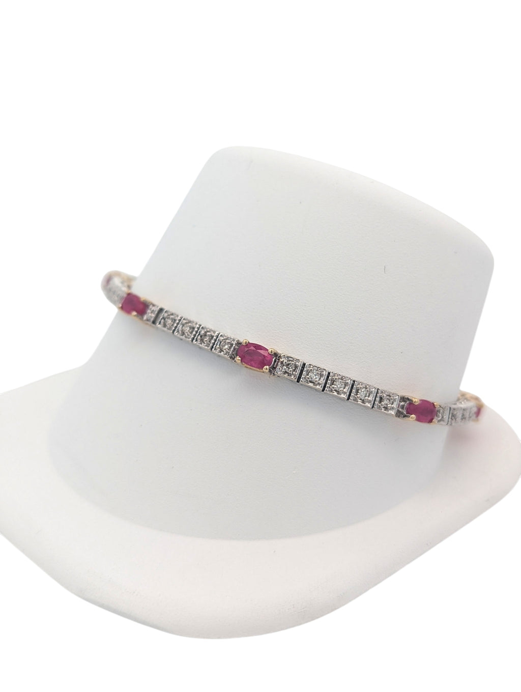 14K White Gold Ruby and Diamond Bracelet