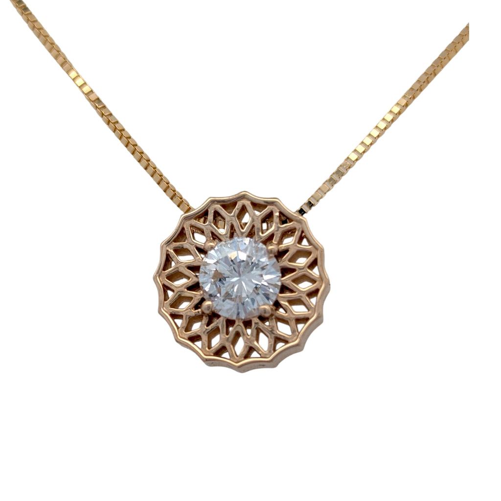14K Yellow Gold Lattice Pendant