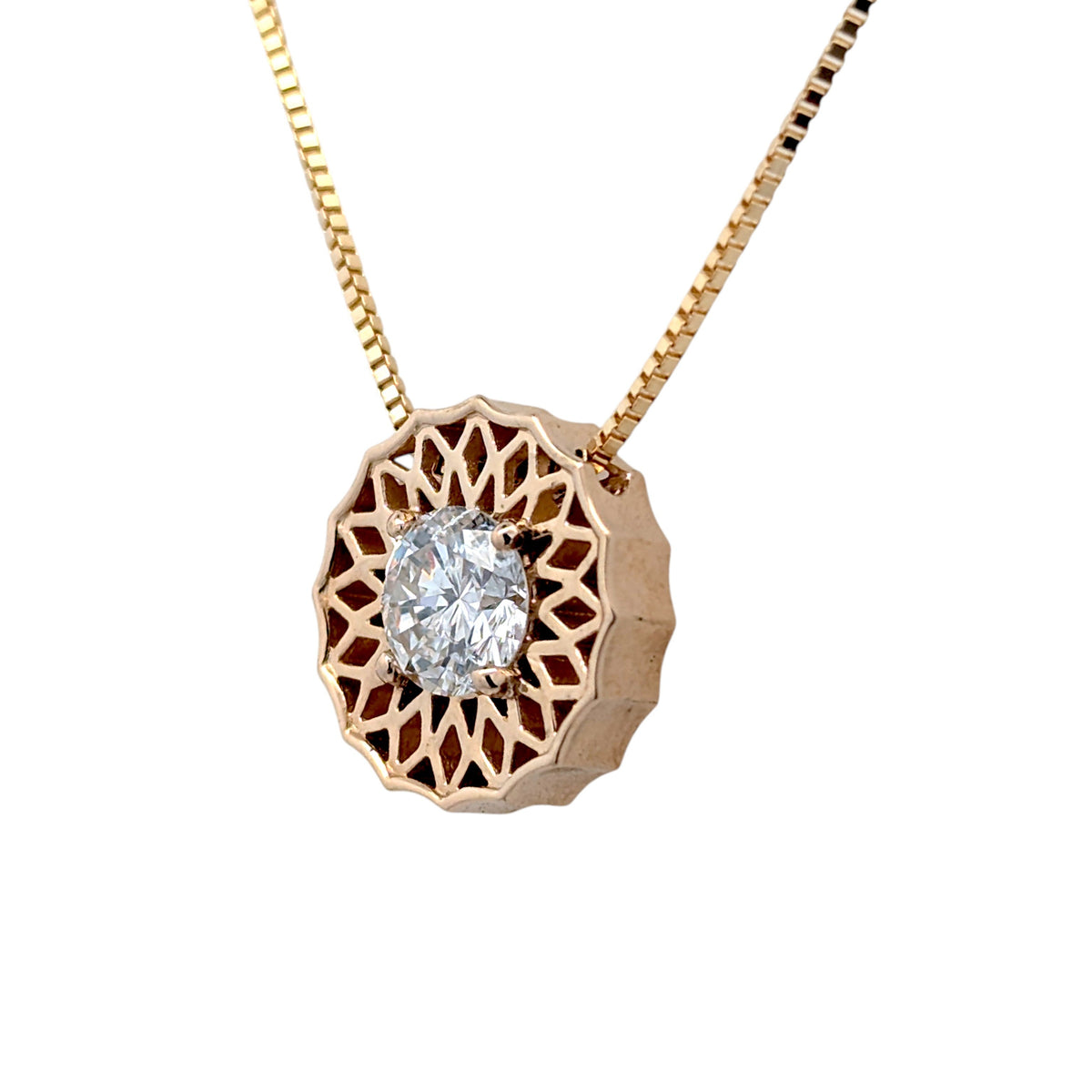14K Yellow Gold Lattice Pendant