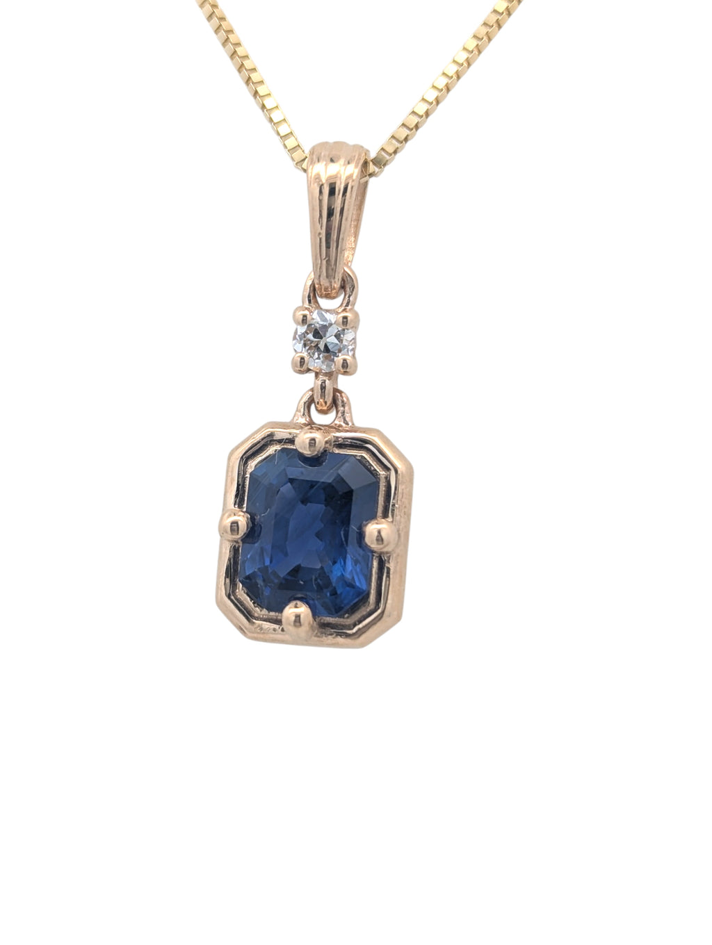 14K Gold Sapphire Button Pendant