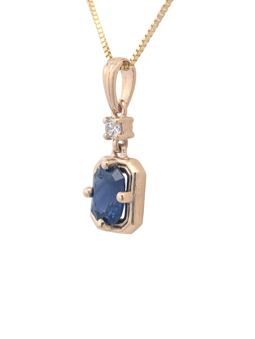 14K Gold Sapphire Button Pendant