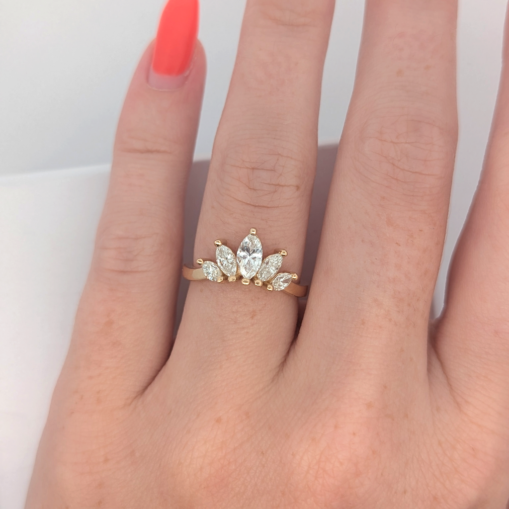 14K Yellow Gold Crown Contour Ring