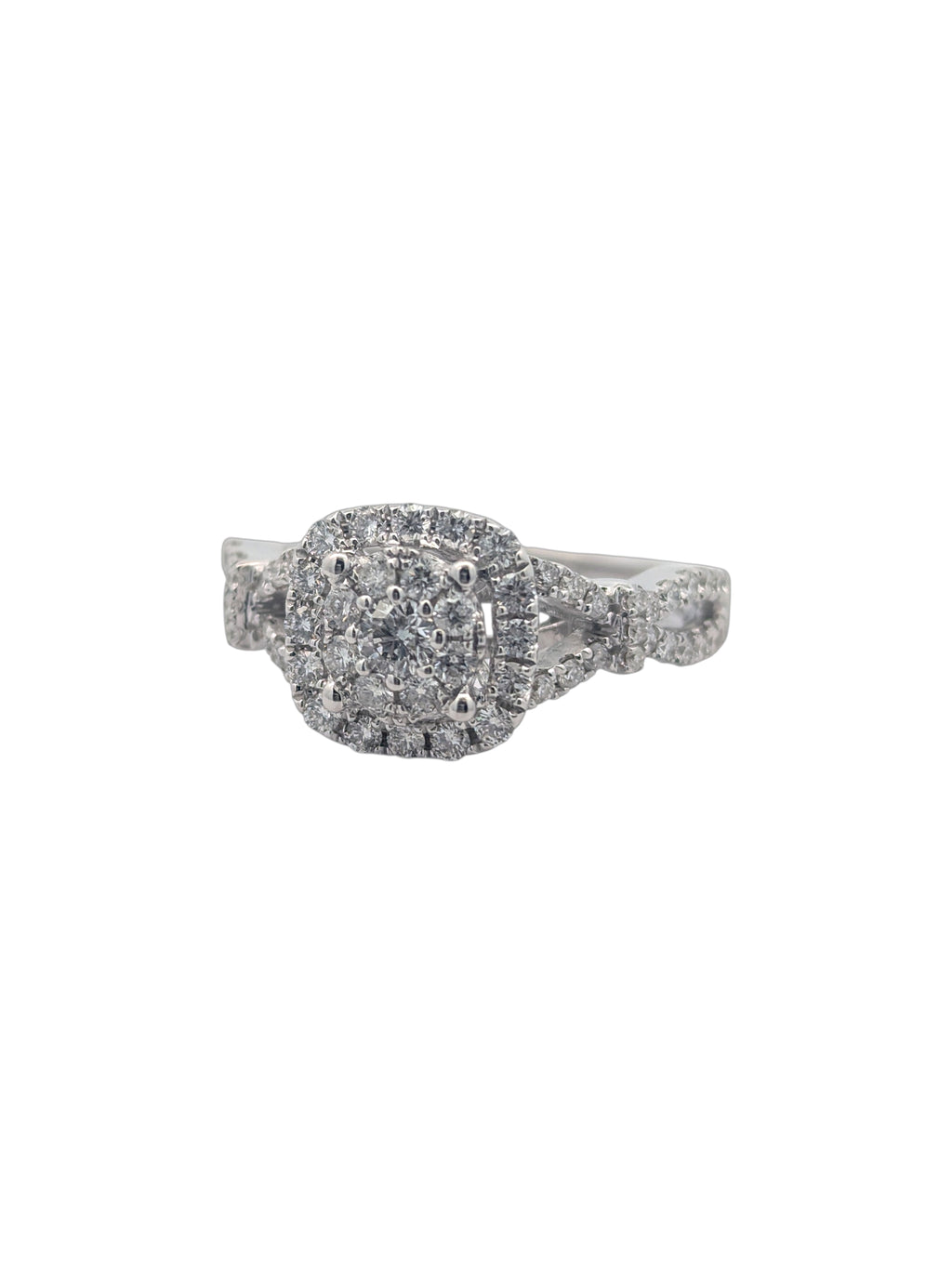 Vintage 14K White Gold Cluster Ring