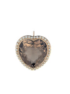 Vintage 14K Yellow Gold, Pearl, and Smokey Quartz Heart
