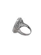 Vintage 14K White Gold Onyx Signet Ring