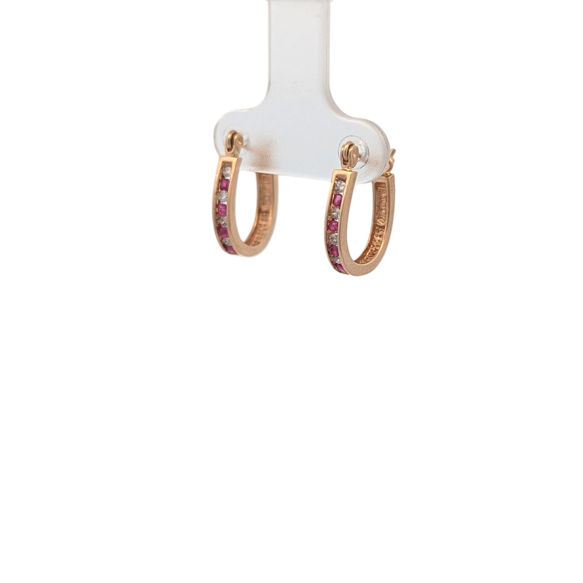 Vintage Ruby and Diamond Huggie Earrings