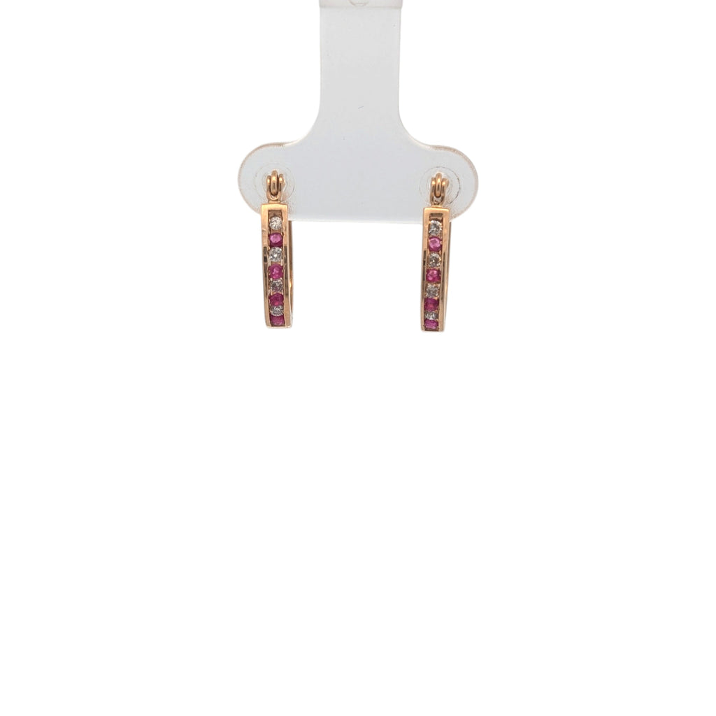 Vintage Ruby and Diamond Huggie Earrings