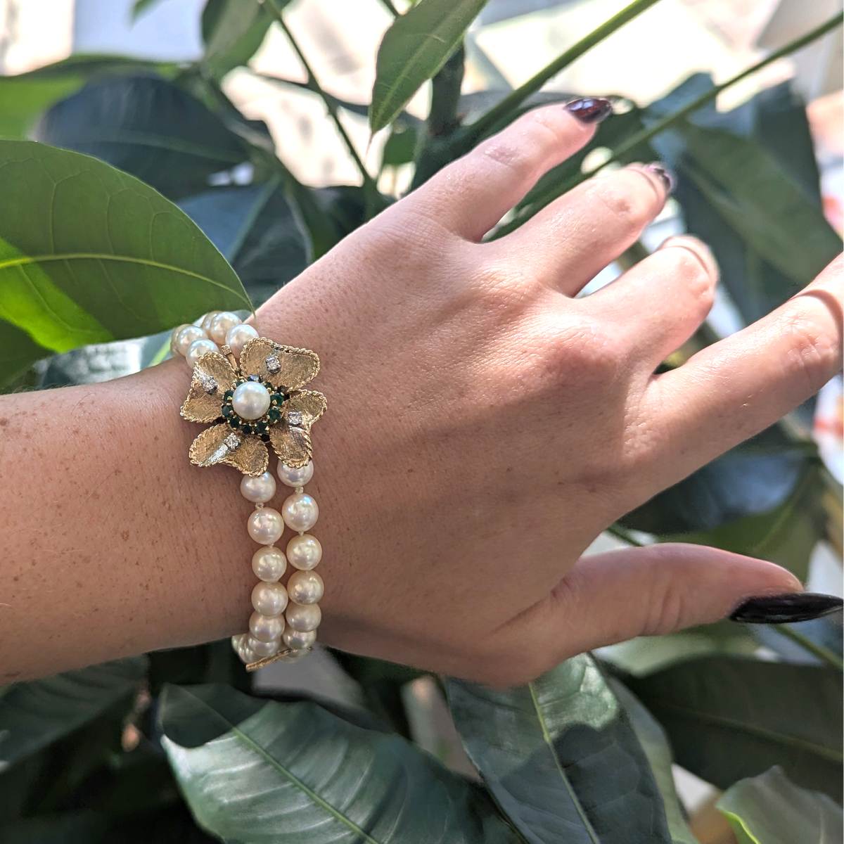 Vintage Clover Pearl Bracelet