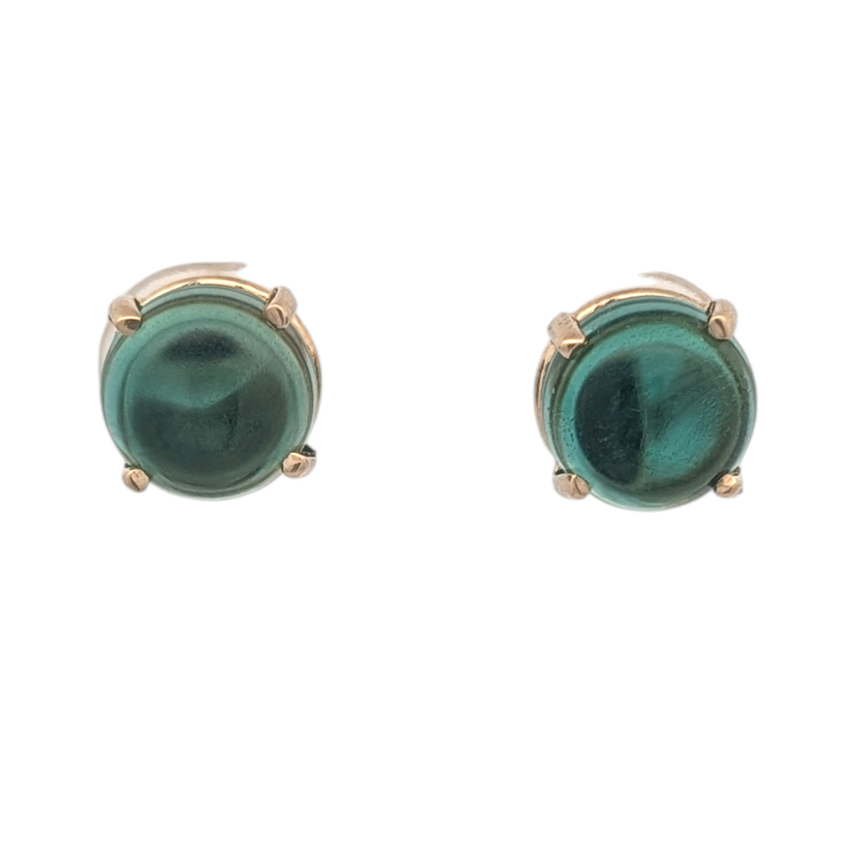 Vintage Green Tourmaline Button Earrings