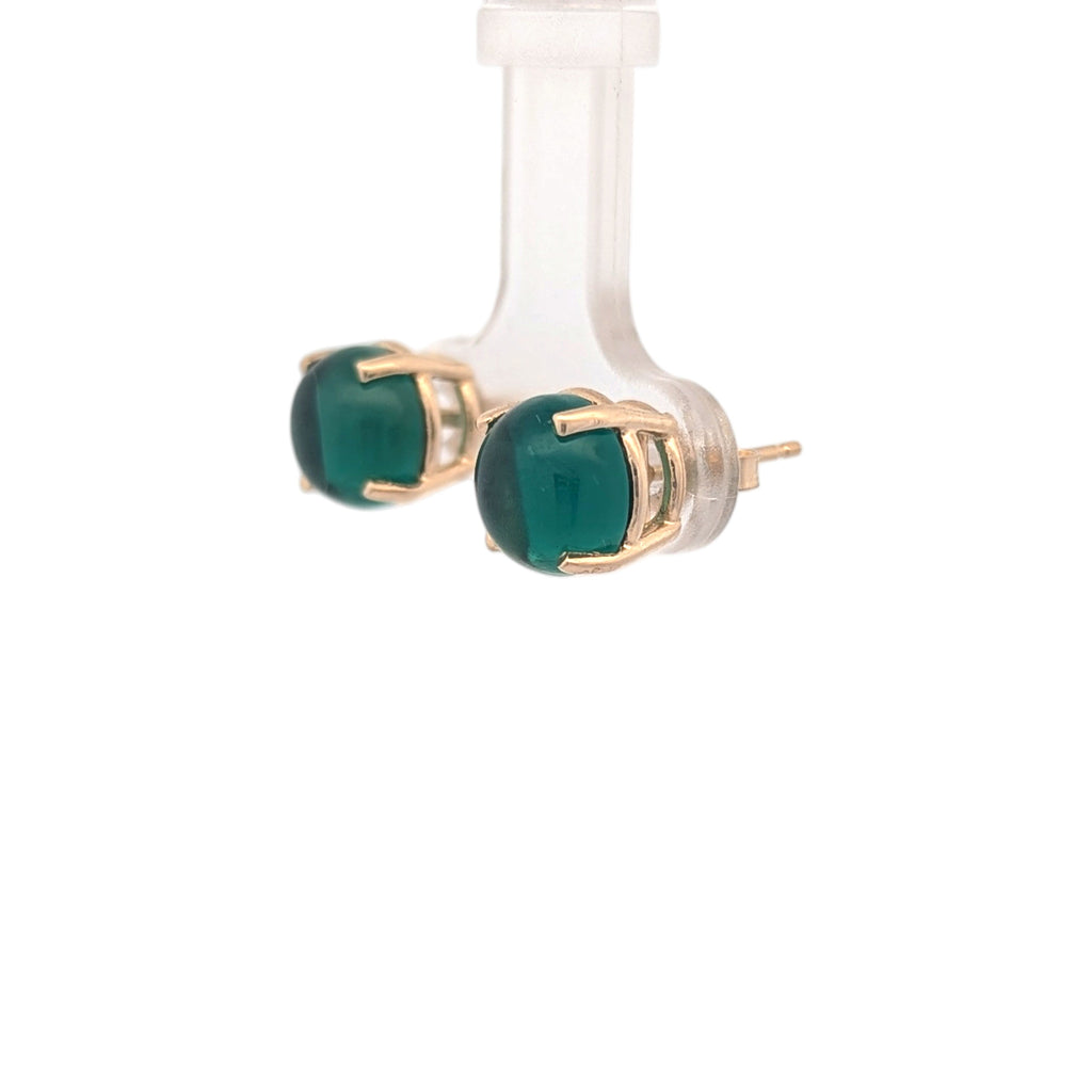 Vintage Green Tourmaline Button Earrings