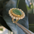 Vintage Jade and Pearl Ring