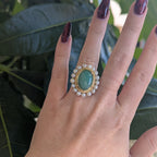 Vintage Jade and Pearl Ring