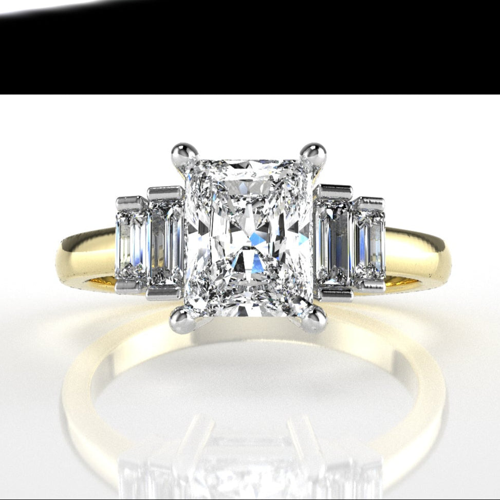Five Stone Geometric Baguette Engagement Ring [Made to Order]