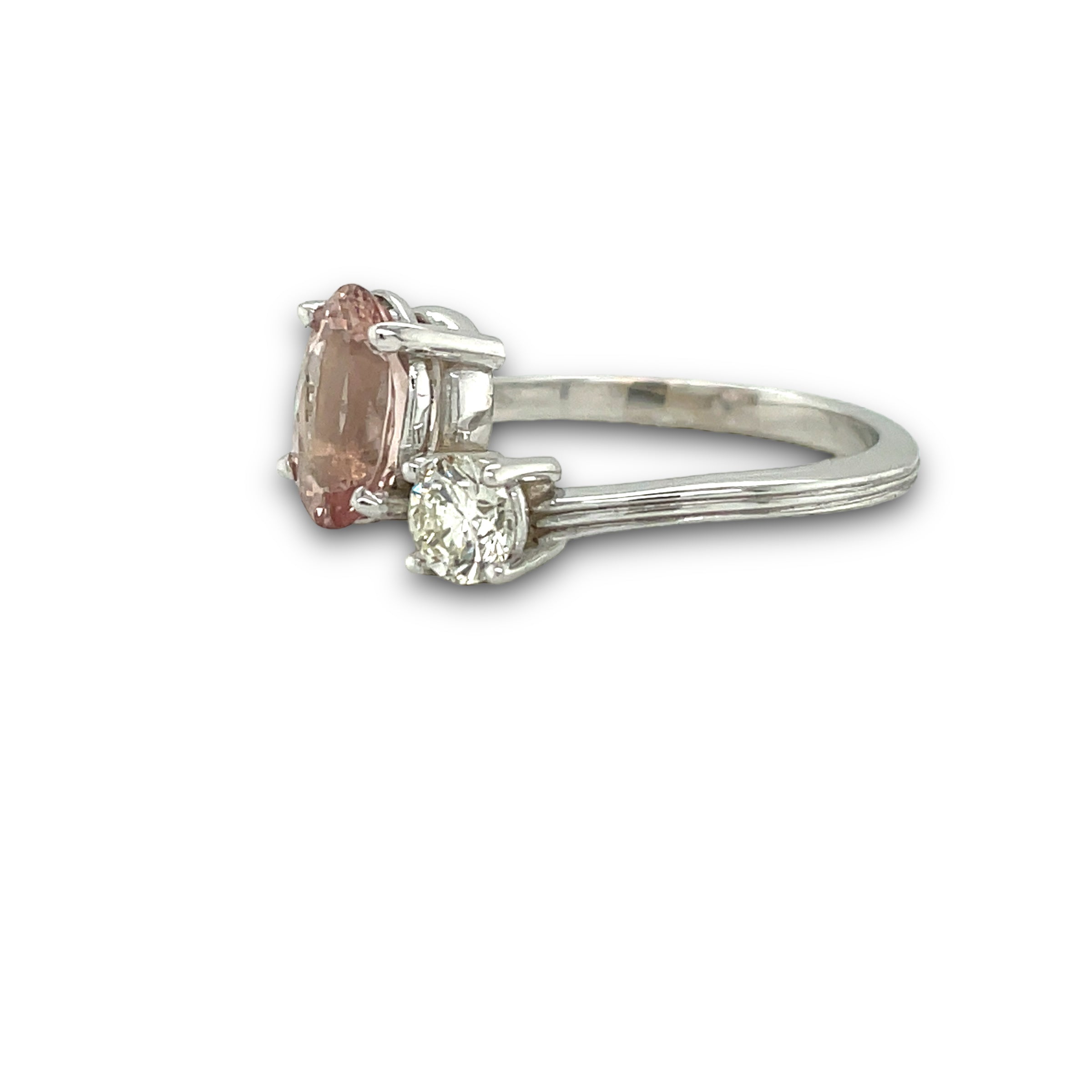 Rosella Ring Oval-Cut Morganite & Diamond in 14k White Gold