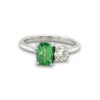 Mint Green Garnet & Diamond Ring  in White Gold