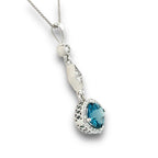 Millgrain and Gemstone Necklace in 14K White Gold