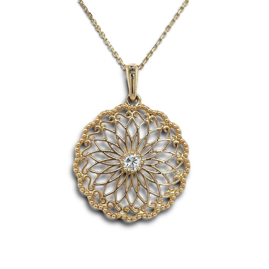 Sistina Diamond Disk Necklace in 14K Gold