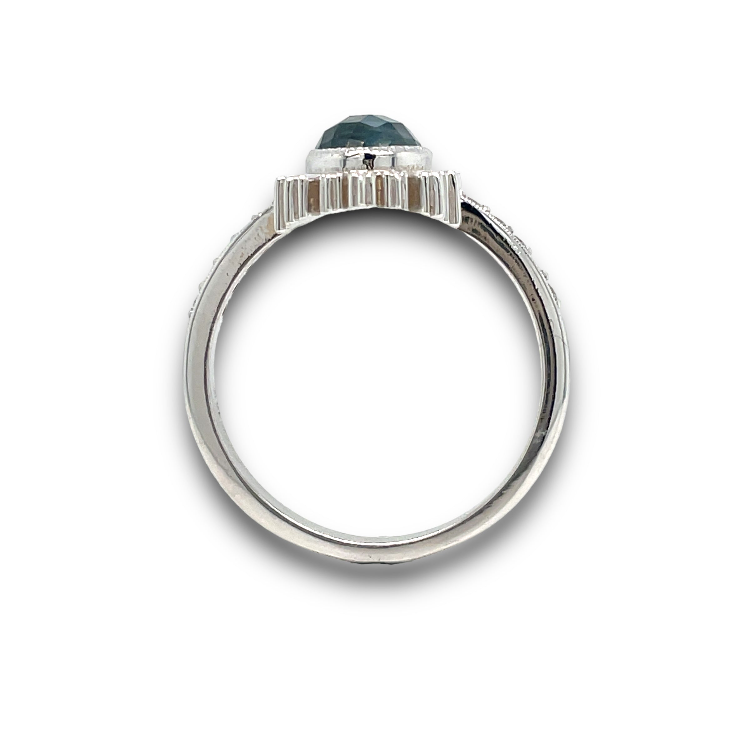 Alessia Ring Rose-Cut Malawi Sapphire & Diamonds in 14k White Gold