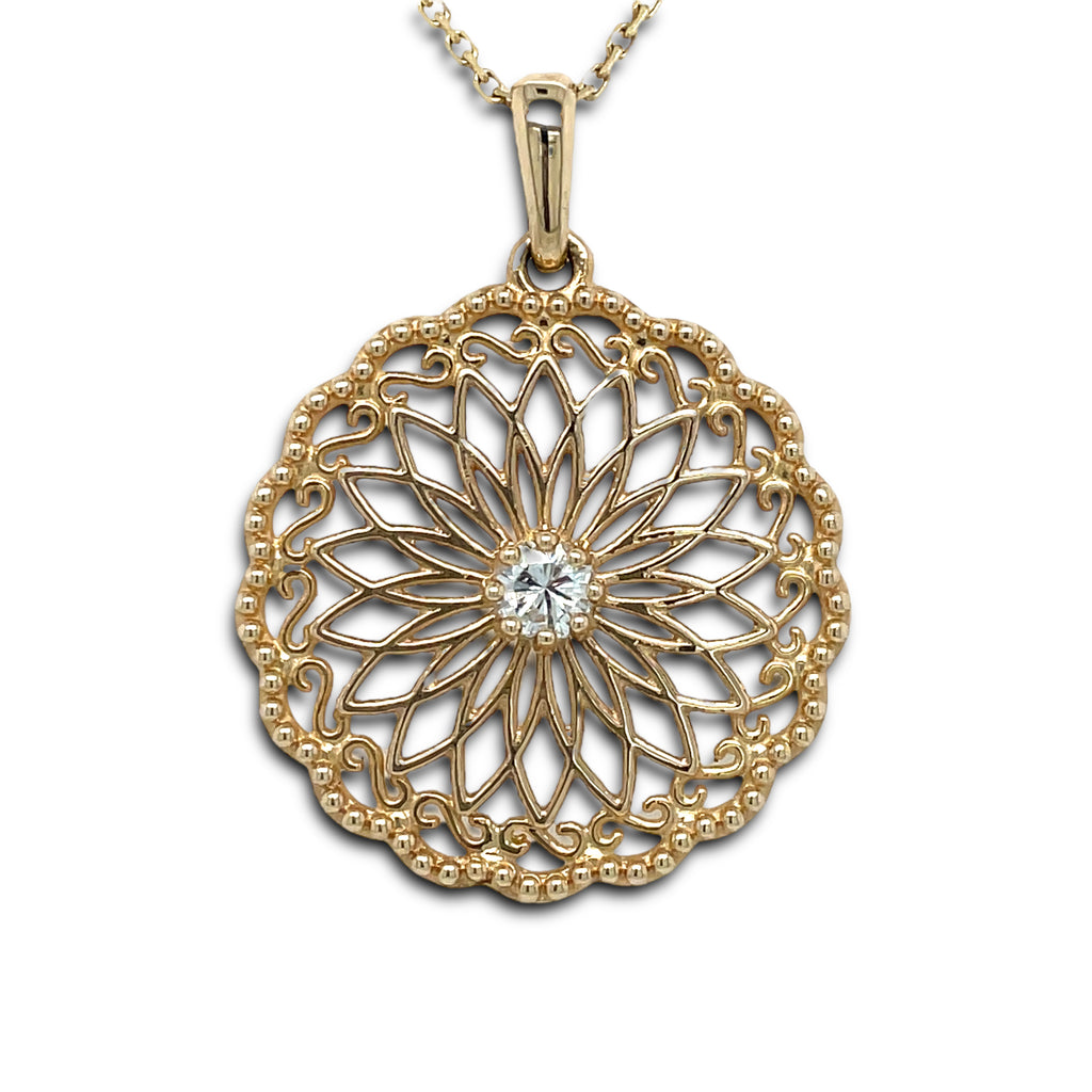 Sistina Diamond Disk Necklace in 14K Gold