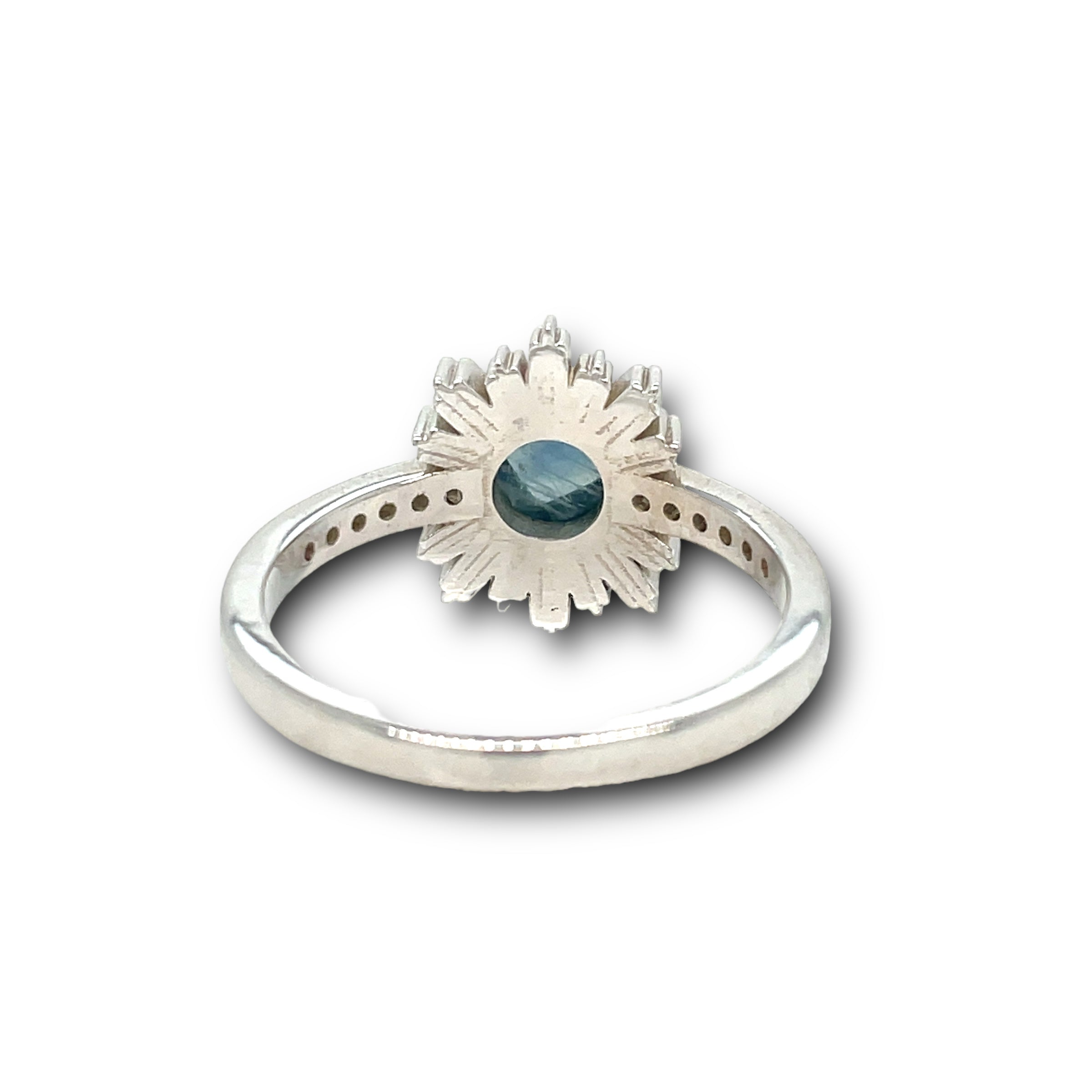 Alessia Ring Rose-Cut Malawi Sapphire & Diamonds in 14k White Gold