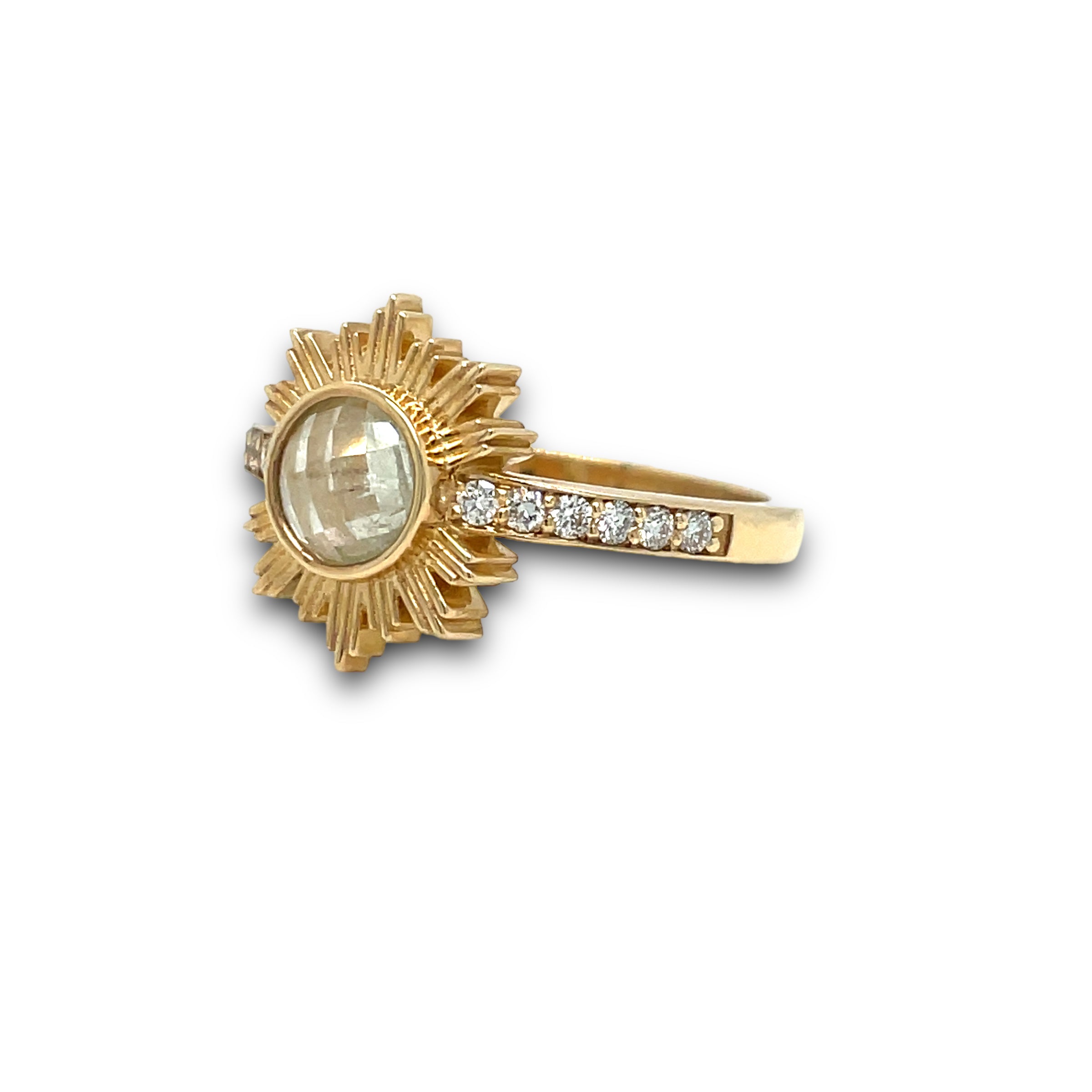 Alessia Ring White Malawi Sapphire & Diamond Ring in 14k Yellow Gold