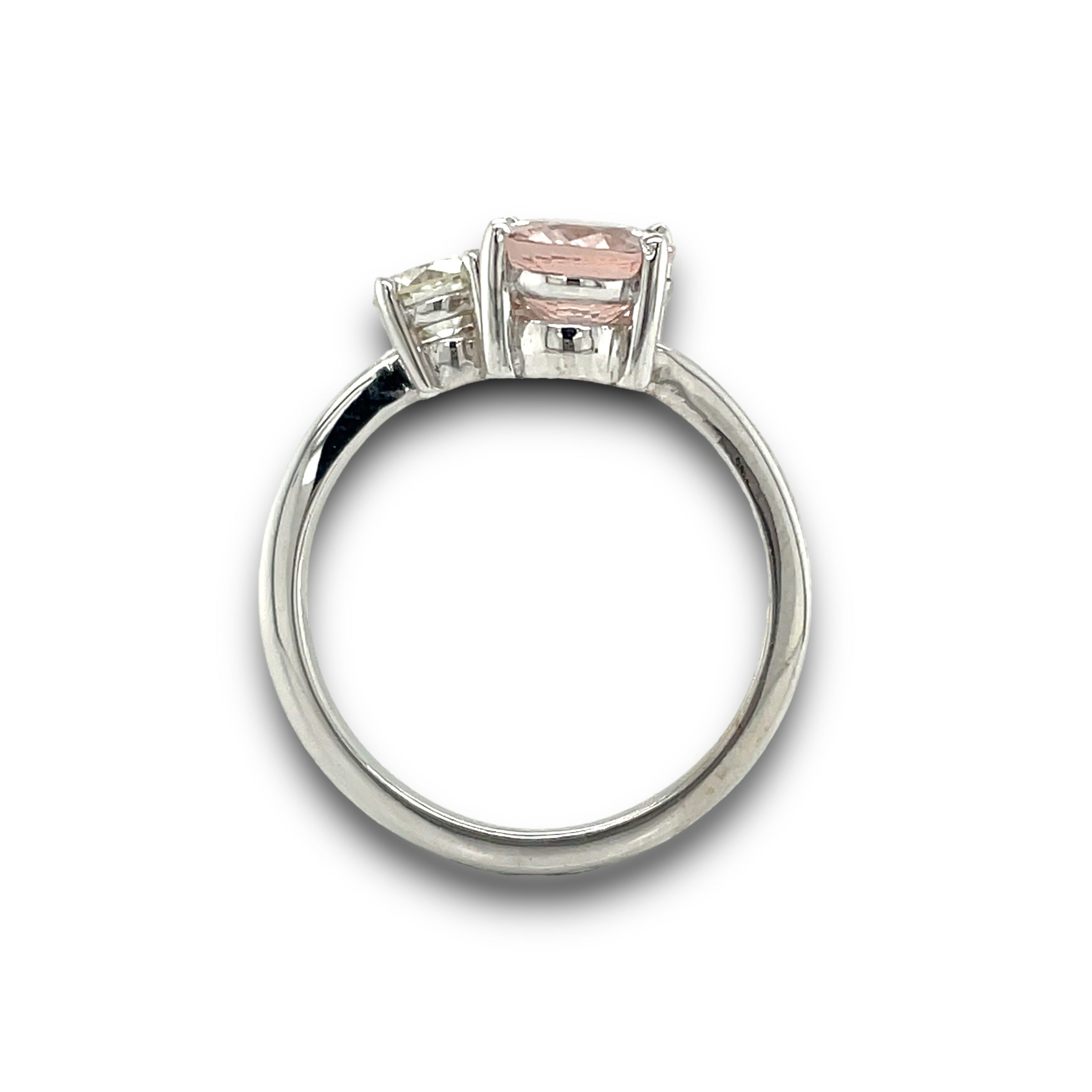 Rosella Ring Oval-Cut Morganite & Diamond in 14k White Gold