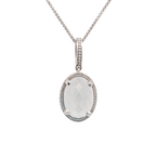 14K White Gold and Clear Quartz Pendant